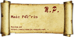 Maic Páris névjegykártya